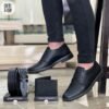 TRIO  ZAPATO CASUAL CORREA Y BILLETERA 💯CUERO - Negro